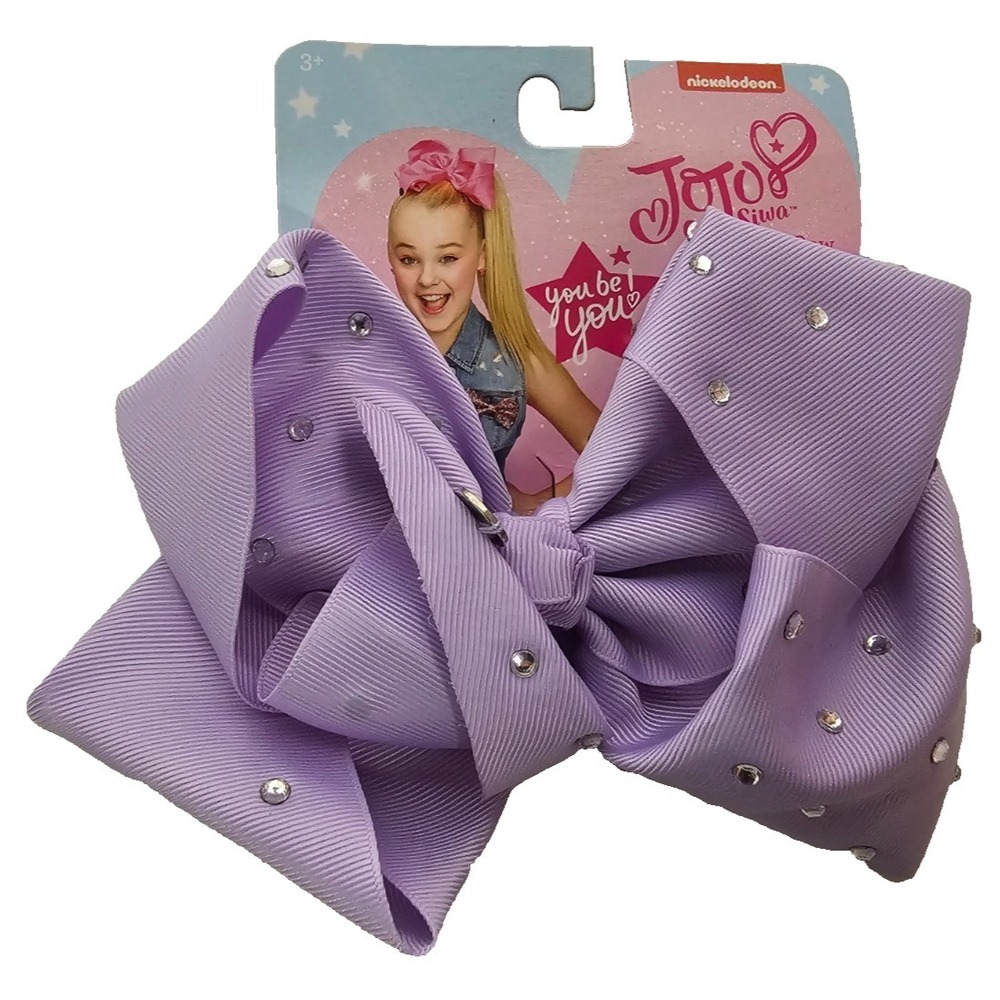 Jojo Siwa Girls' Hair‎ Accessories 6.5" All Over Rhinestone Bow On Card, Lilac